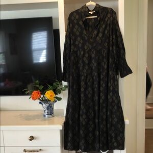 Chico's Black and Gold Patterned Broomstick Dress